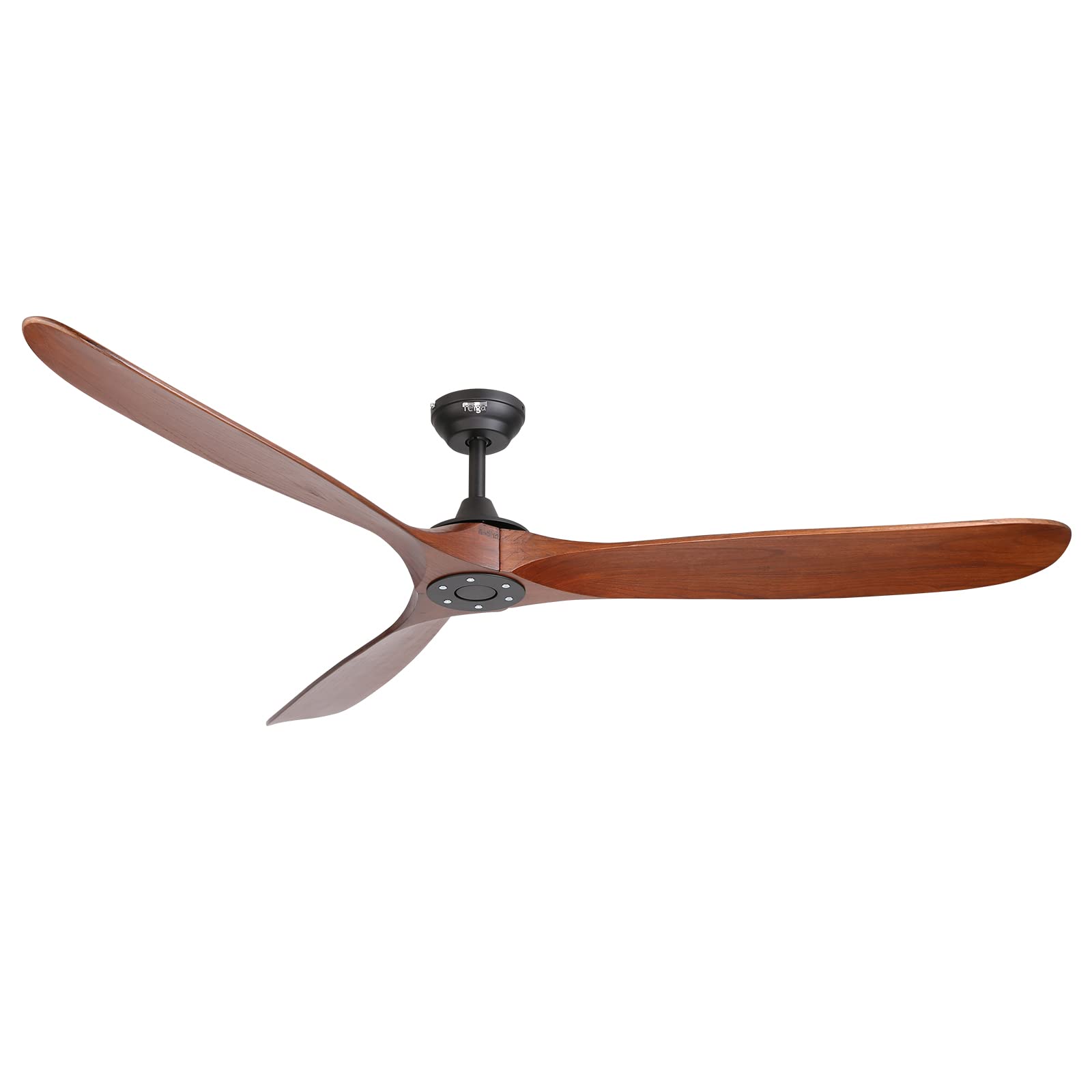 reiga 178 cm Holz Deckenventilator mit Fernbedienung, 6 Geschwindigkeiten, Leise DC Motor, 3 Holz Flügeln, Sommer Winterbetrieb für Schlafzimmer, Wohnzimmer, Terrasse