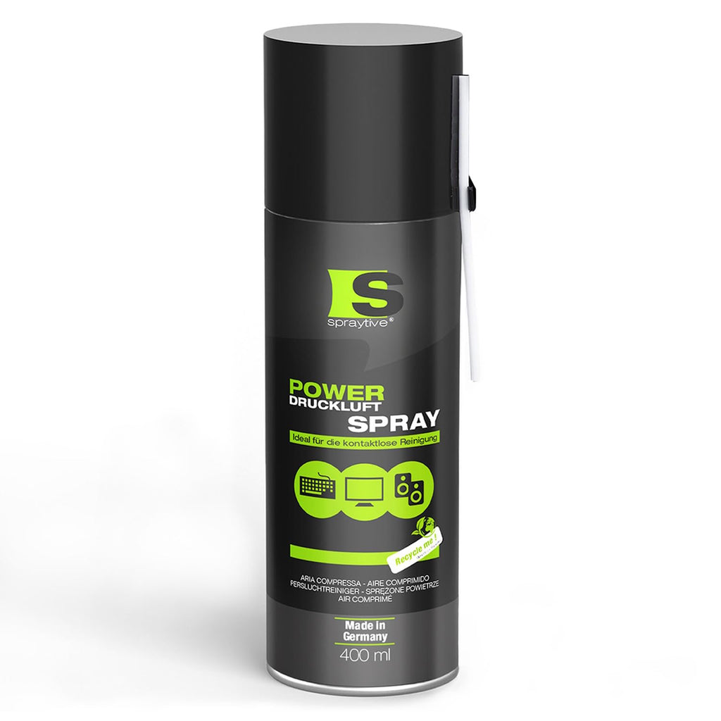 6 x 400ml Spraytive Power Druckluftspray: Mit 10cm + 50cm Sprühverlängerung - Reinigung von Tastatur, PC/Computer, PS5, Kamera