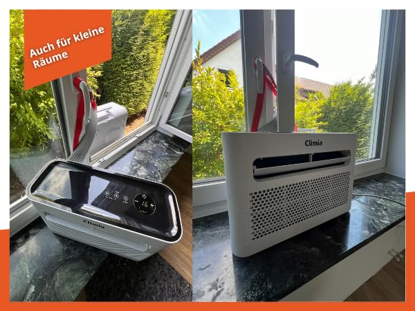 Climia CMK 1500 Note "Gut" auf Vergleich org-Klimaanlage für Wohnwagen bis 15 qm, Split Klimaanlage für Wohnmobil Camping. 5000 BTU/h, Klimagerät zum Entfeuchten, Energieeffiziensklasse A