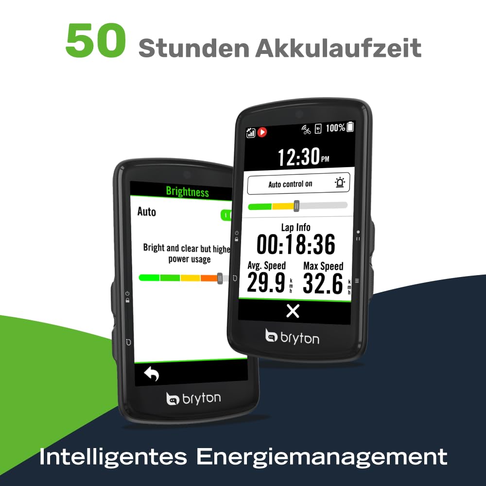 Bryton Rider S810 GPS-Fahrradcomputer mit 3,5" Farb-Touchscreen mit 2.5D-Glas, 50 Std. Akkulaufzeit, Offline-Europakarte, Turn-by-Turn-Navigation, ANT+/BLE-Konnektivität, Strava Live Segmente