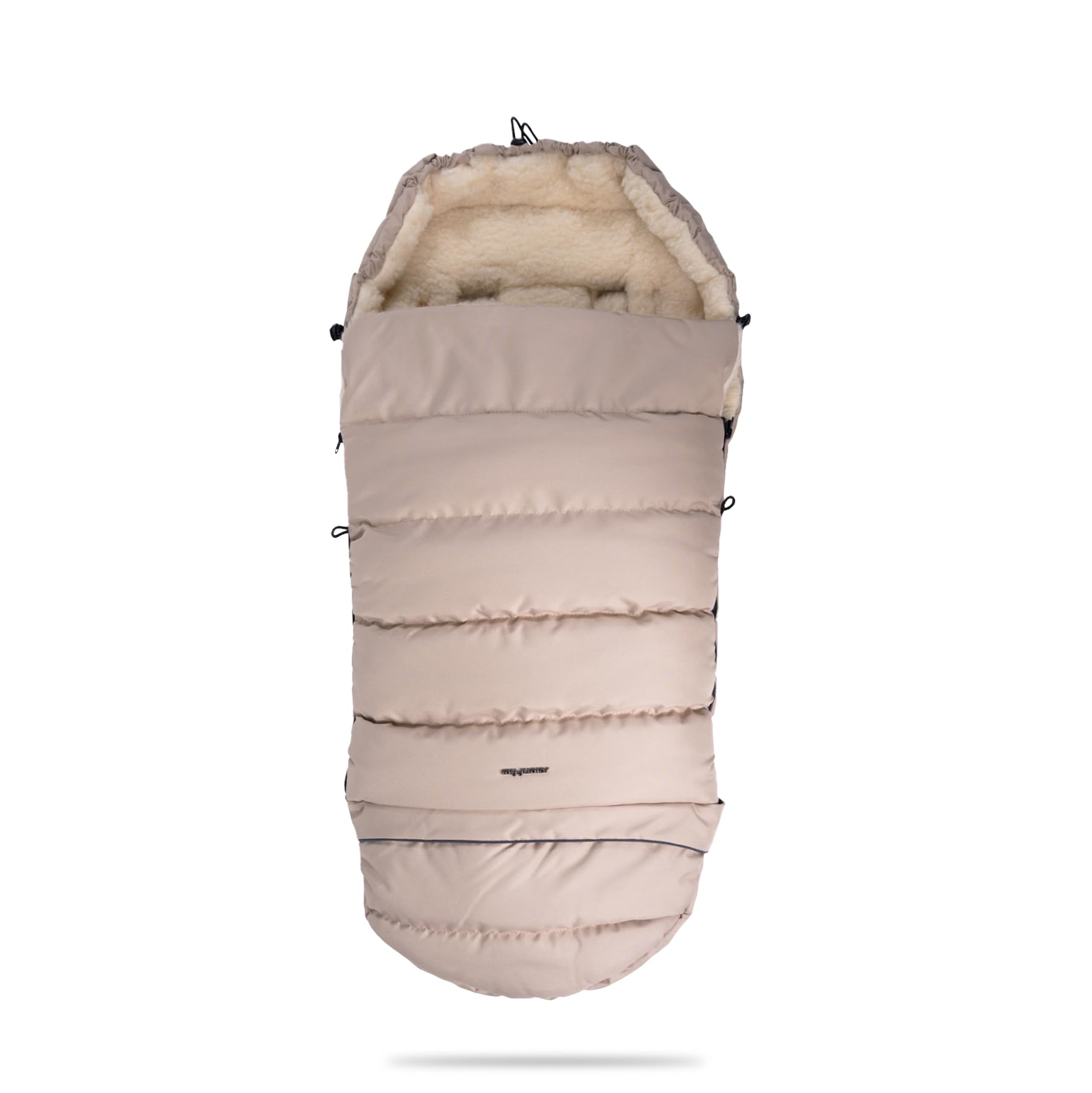 my junior® ThermoWool 3in1 Fußsack 100% Schurwolle, reflektierend, wasserabweisend (Naptime Latte)