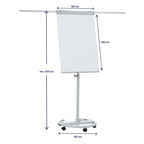 FRANKEN Flipchart, Beschreibbar, Magnetisch, Mobil, Mit Rollen und 2 Seitenarmen, Whiteboard mit Ständer, Papierhalterung und Stifteablage, 68 x 105 cm, ECO Mobil, F2400/N