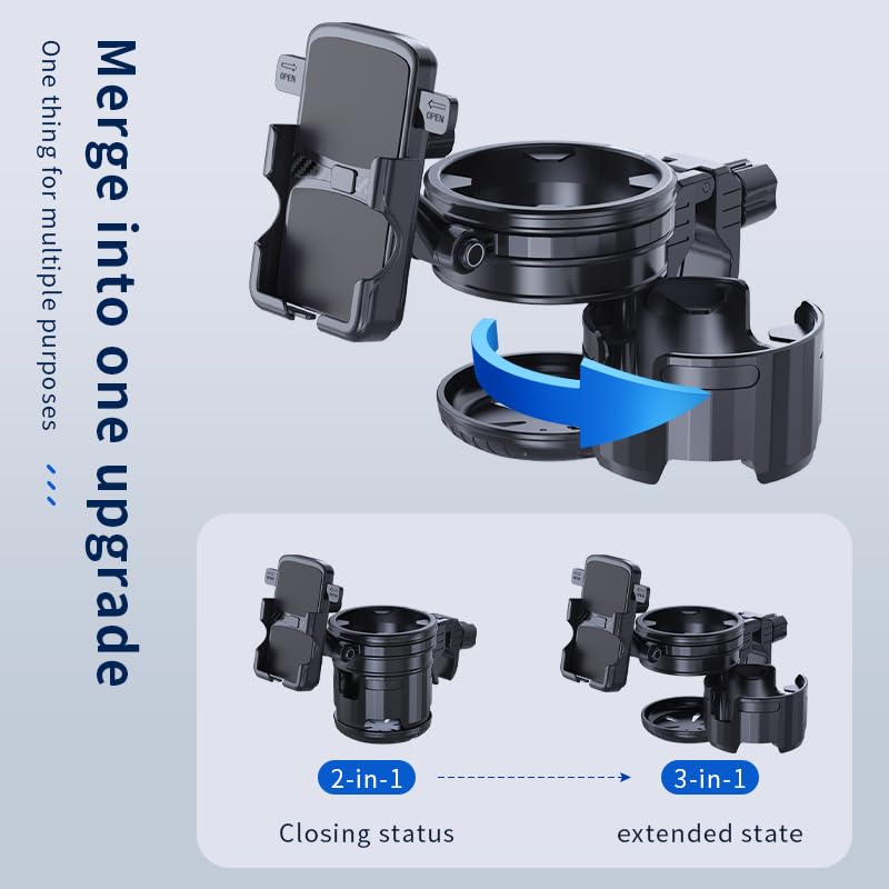 3-in-1-Kinderwagen-Becherhalter-Befestigung, Universal-Getränkehalter mit verstellbarer Handyhalterung, doppelter Getränkehalter für Walker, Rollstuhl, passend für die meisten Donna, Uppababy, Bugaboo