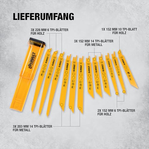 DEWALT 12-tlg. Säbelsägeblätter Set mit Aufbewahrungs-Box, DT2445-QZ