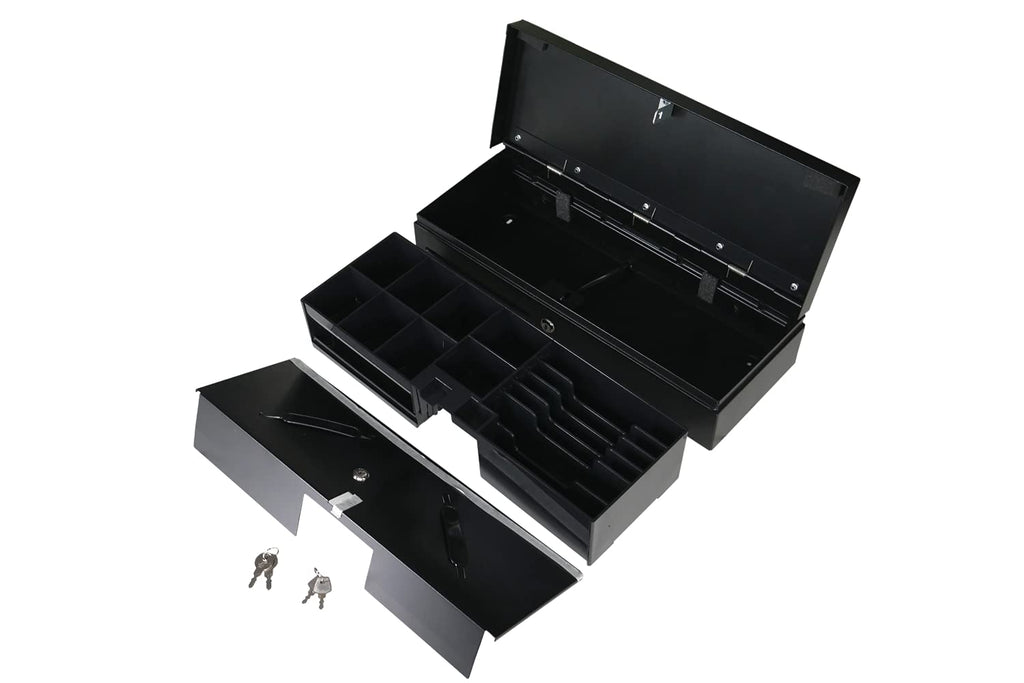 Solide und Elegante Kassenschublade, Zwei-Positionen-Schloss, RJ12 Kabelstecker, Herausnehmbare Geldkassette, Aus dickem Kaltgewalztem Stahl, HDWR HD-KFT46