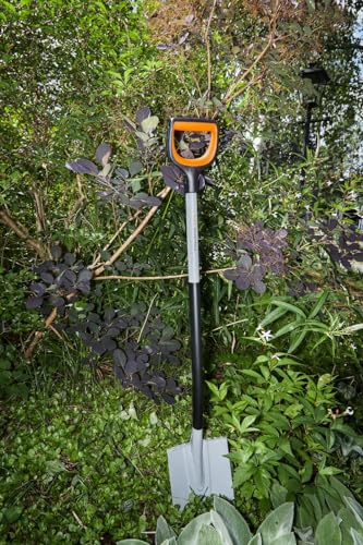 Fiskars Gärtnerspaten für harte, steinige Böden, Spitz, Länge: 120 cm, Verstärktes Borstahl-Blatt, Schwarz/Orange, Xact, 1066729