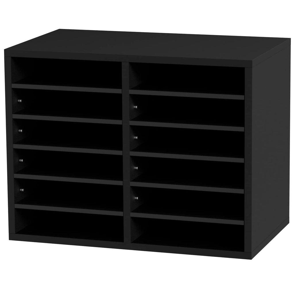 VEVOR Briefablage Schreibtisch Organizer 520 x 305 x 410 mm, 2,3–5,6 cm Einstellbar A4 Stapelbar Quer, Papierablage, Aufbewahrung Schreibtisch Ablagesystem Organisation, Ablage (Schwarz, 2 x 6 Fächer)