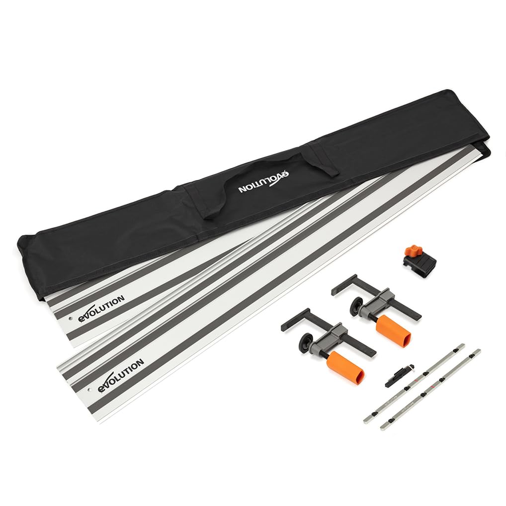 Evolution ST2800-G2 Führungsschiene Kreissägen Universal passend für die meisten Marken Makita, Metabo Bosch, Festool, 2,8m (2 x 1400 mm ) Selbstausrichtende Verbindungsschienen, Endanschlag-Zubehör