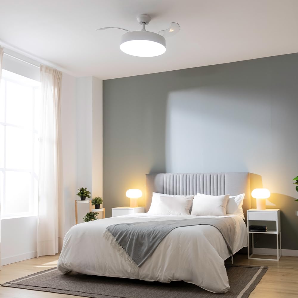 Cecotec Deckenventilator mit praktischen Flügeln und Lampe, EnergySilence Aero 4280, unsichtbar, 40 W, Durchmesser 106 cm, Timer, 3 Lichtfarben, Sommer-Winter, Weiß