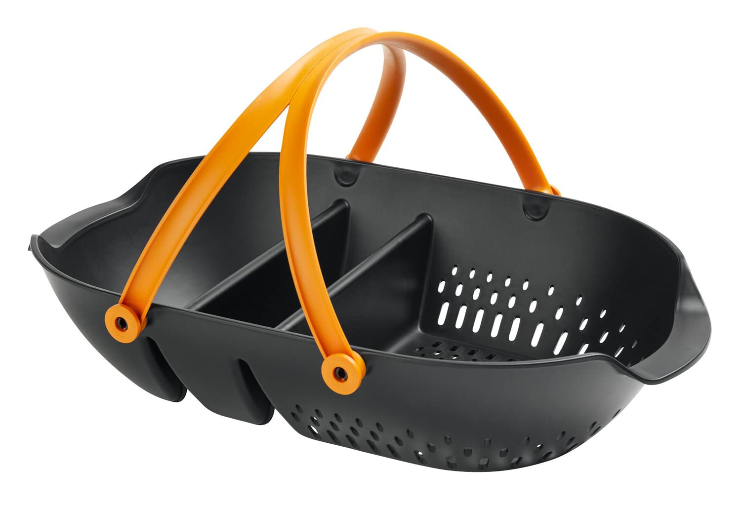 Fiskars Erntekorb, Zum Sammeln, Transportieren und Reinigen von Ernte und Erntewerkzeugen, Kunststoff, Schwarz/Orange, Plus, 1062831