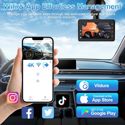 SIGRILL 4K/2K+1080P Dashcam Auto Vorne Hinten,WiFi Dash Cam mit 64GB SD Karte, Dasch-cam Auto Nachtsicht, 170°Weitwinkel WDR, 24/7 Parküberwachung Funktionalität, G-Sensor, Loop-Aufnahme, Max 256GB