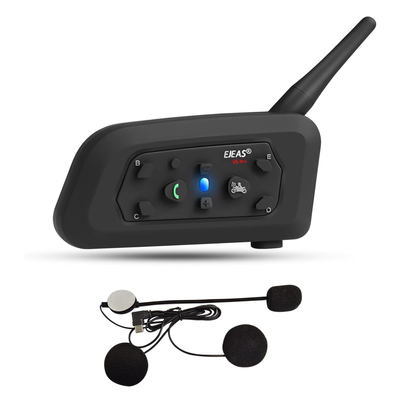 EJEAS V6PRO Motorrad Intercom Bluetooth Headsets 1200m bis zu 6 Reiters DSP-Rauschunterdrückung, Wasserdicht, Kommunikationssystem für Motorräder, 1 Stück