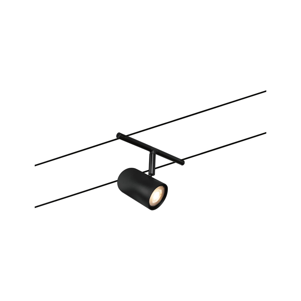 Paulmann 94469 CorDuo Seilsytem Set Cup DC max. 5x10 Watt erweiterbar Schwarz matt Kunststoff, Metall GU5,3 Drahtseilsystem ohne Leuchtmittel