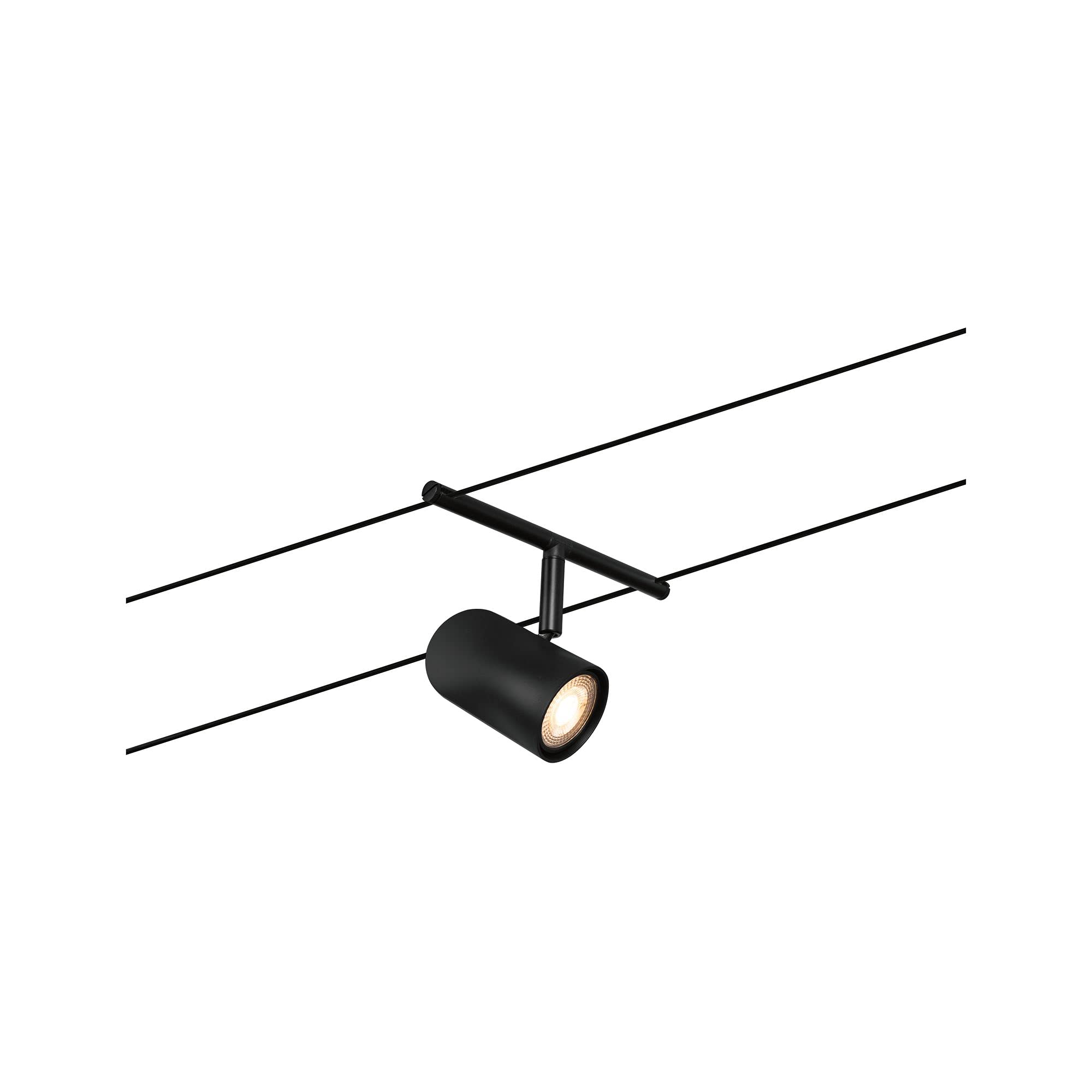 Paulmann 94469 CorDuo Seilsytem Set Cup DC max. 5x10 Watt erweiterbar Schwarz matt Kunststoff, Metall GU5,3 Drahtseilsystem ohne Leuchtmittel