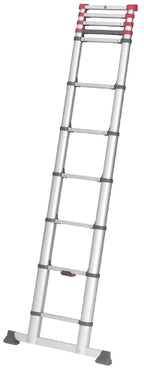 Hailo T80 FlexLine Alu Sicherheits-Teleskopleiter - ausziehbare Anlegeleiter mit 11 Sprossen - Arbeitshöhe bis 397 cm - Gewicht 10,7 kg - Silber