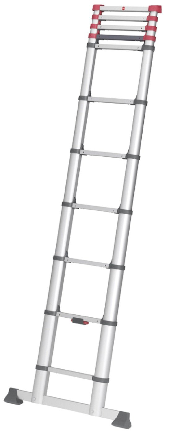 Hailo T80 FlexLine Alu Sicherheits-Teleskopleiter - ausziehbare Anlegeleiter mit 11 Sprossen - Arbeitshöhe bis 397 cm - Gewicht 10,7 kg - Silber