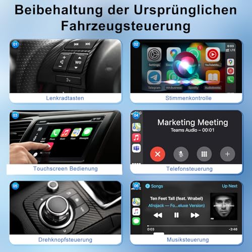 für Apple CarPlay Wireless Adapter, Superschnelle Upgrade von Wired auf Wireless, Plug und Play, Stabile Verbindung, kompatibel mit iPhone iOS 10+ & Autos mit Wired CarPlay