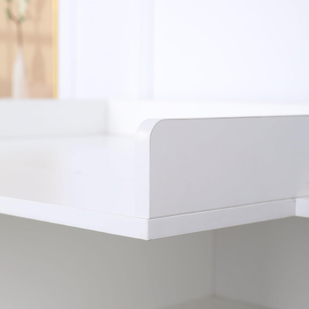 ecomi Wickelkommode Wickeltisch Baby Kommode aus Holz mit Wickelaufsatz, 3 Schubladen, 1 Tür, 100 cm Höhe in Weiß, Wickeltisch 113x100 cm Griffe verchromt