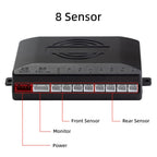 Einparkhilfe mit 8 Vorne Hinteren Parksensoren mit Summer LED-Anzeige (8 Sensoren, Silber)