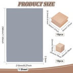BENECREAT 20PCS Blanko-Stempelhalter Aus Hartholz Mit Grauem Stempelbogen Aus Gummi, 2 Größe Lasergravur Stempelblock Zubehör Für Bastelarbeiten, DIY-Stempel, 2cm /4cm