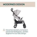 Chicco Echo Lite Kinderwagen, Buggy ab Geburt bis 22 kg, verstellbare Rückenlehne, geräumiger Sitz, Stoßstangenmanschette, Schirmbuggy, Zwillingsbremsen und schwenkbare Vorderräder, Beige