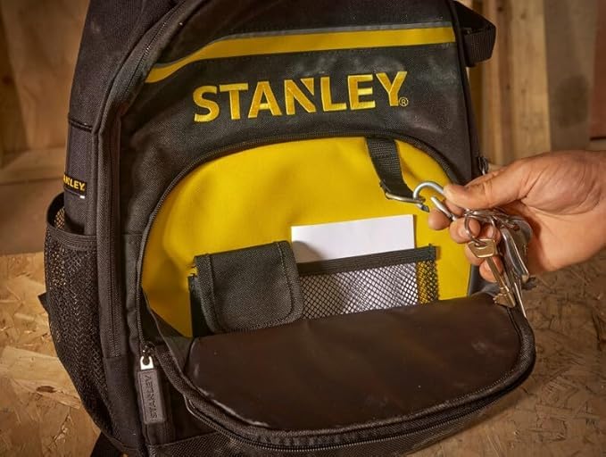 STANLEY Arbeitsrucksack Werkzeugrucksack (35 x 44 x 16 cm, robustes 600 x 600 Denier Nylon, Innenteiler, ergonomischer Rücken, Rucksack für Zubehör, Extrafach für Elektrowerkzeug) STST1-72335