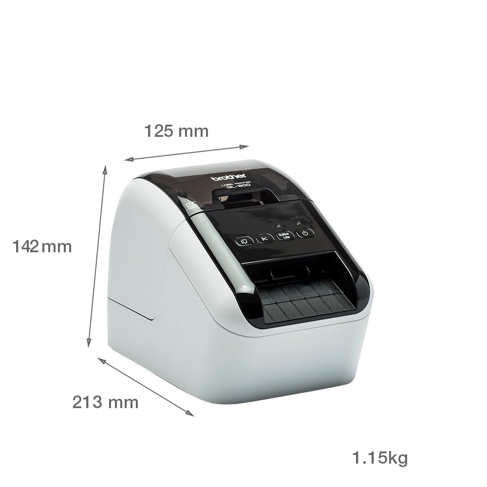 Brother QL-800 Monochrom Etikettendrucker (mit Rot-Schwarz-Druckfunktion, USB-Schnittstelle, Barcodedruck, automatische Schneideeinheit)
