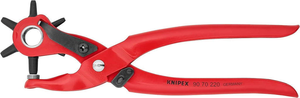 KNIPEX Revolverlochzange auf SB-Karte rot pulverbeschichtet 220 mm, 90 70 220 SB