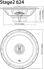 JBL Stage2 624 2-Wege Auto Lautsprecher Set von Harman Kardon - 240 Watt KFZ Autolautsprecher Boxen 16 - 17 cm