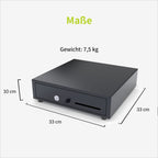 ACROPAQ Kassenschublade - Öffnung manuell mit Druckknopf, Kassenlade 33 x 33 cm, Unterbau geeignet - Kasse, Cash Register, Bargeldkasse - Schwarz