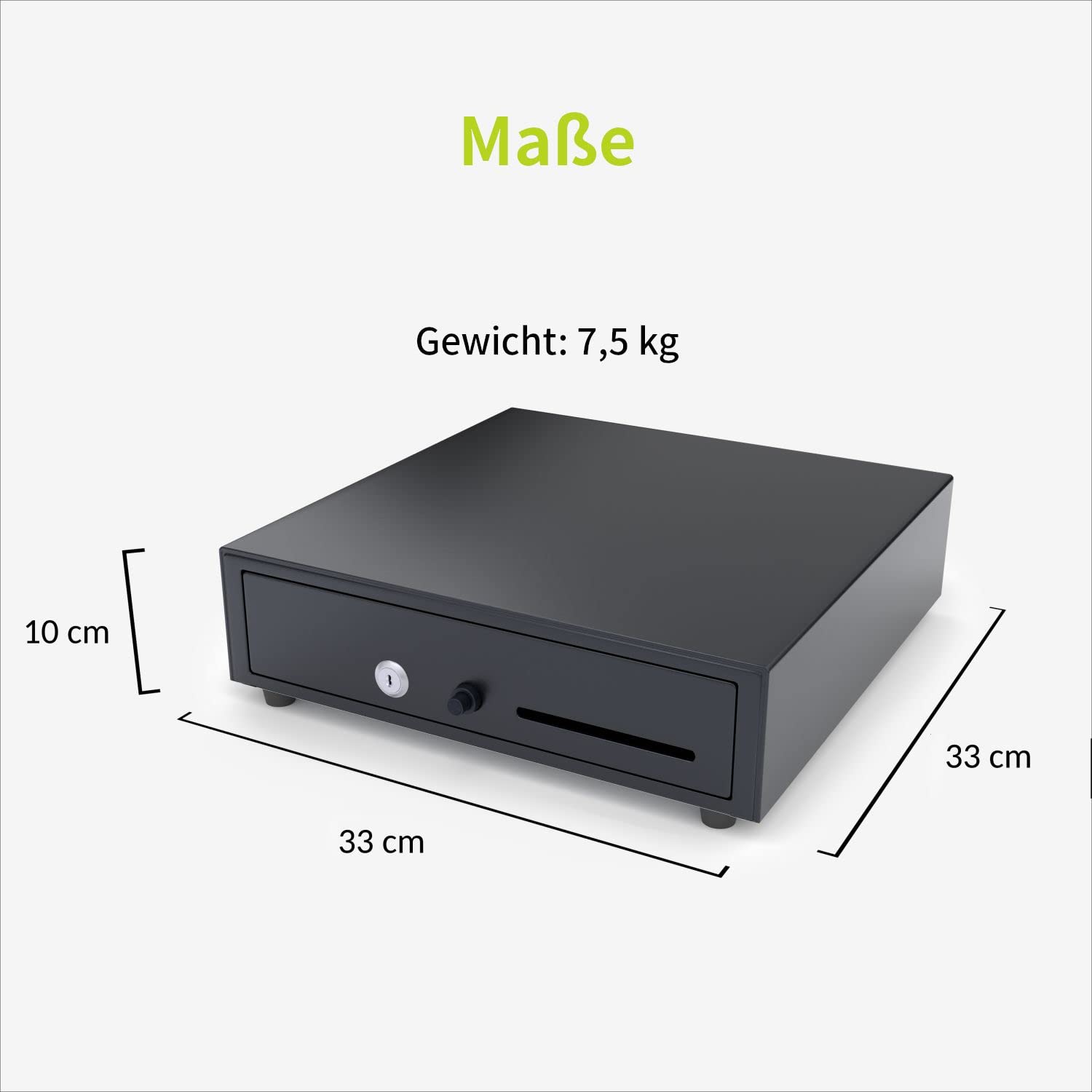 ACROPAQ Kassenschublade - Öffnung manuell mit Druckknopf, Kassenlade 33 x 33 cm, Unterbau geeignet - Kasse, Cash Register, Bargeldkasse - Schwarz