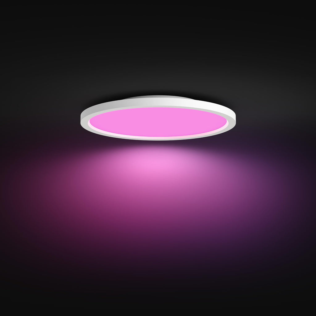 Philips Hue Devote Smart LED-Panel-Licht, weißes und farbiges Ambiente, rund 30cm, 16,6W, 2000 Lumen, weißer Rahmen für Innenbeleuchtung, Decke, Wohnzimmer, Küche, Flur, 2er Pack