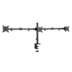 PureMounts Monitor Halterung, Monitorhalterung für 3 Bildschirme, 17 bis 27 Zoll, höhenverstellbar neigbar schwenkbar, VESA 75 und 100, Tischhalterung, Bildschirmhalter Triple, Schwarz