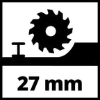 Einhell Mini-Handkreissäge TC-CS 89 (600 W, 7200 min^-1, 27 mm Schnitttiefe, 10 mm Sägeblattaufnahme, Spindelarretierung, TCT Sägeblatt, Parallelanschlag)