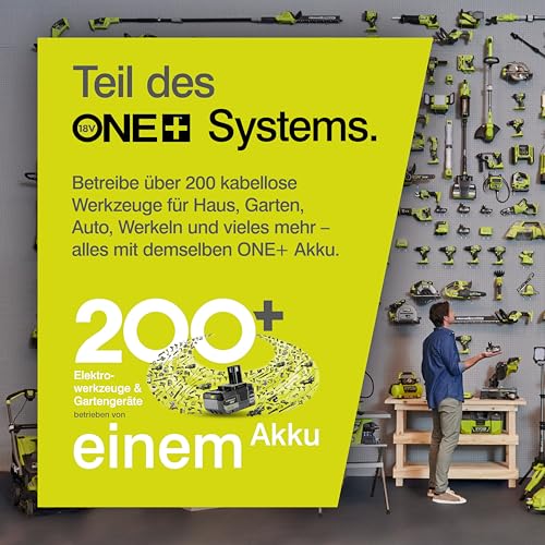 RYOBI 18 V ONE+ Akku-Mitteldruckreiniger RY18PW22A-0, 3in1 Düse, Turbodüse, 15°-Fächerstrahl für die allgemeine Reinigung, ohne Akku & Ladegerät