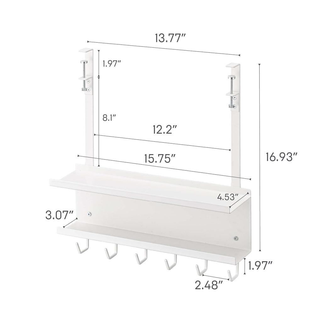 Yamazaki 5461 SMART Untertisch-Organizer für Kabel und Router, weiß, Stahl, minimalistisch, 40 x 11.5 x 43 cm