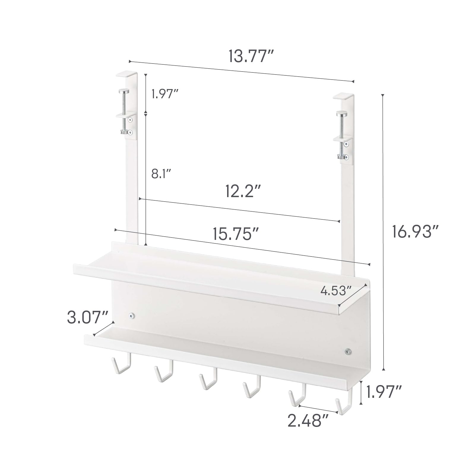 Yamazaki 5461 SMART Untertisch-Organizer für Kabel und Router, weiß, Stahl, minimalistisch, 40 x 11.5 x 43 cm