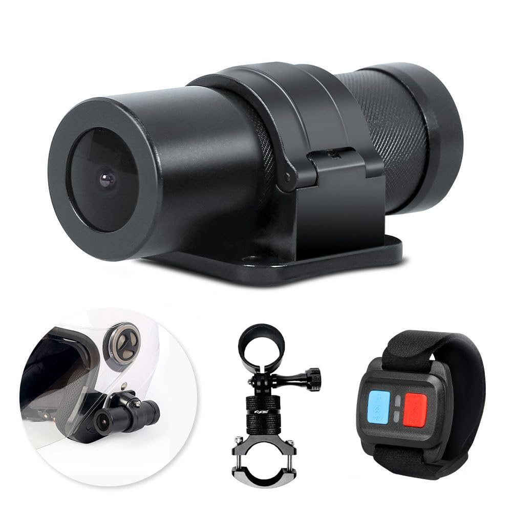 VSYSTO 1080P Tragbare Helmkamera 150° Weitwinkelobjektiv für Motorradhelm 6-lagige Glaslinse Metall Wasserdicht WiFi Nachtsicht DVR Bewegungsrecorder Schleifenaufzeichnung