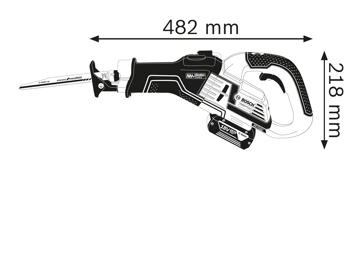 Bosch Professional 18V System Akku Säbelsäge GSA 18V-32 (Schnitttiefe in Holz 230mm, inkl. 1x Sägeblatt, Handwerkoffer, ohne Akku/ Ladegerät)