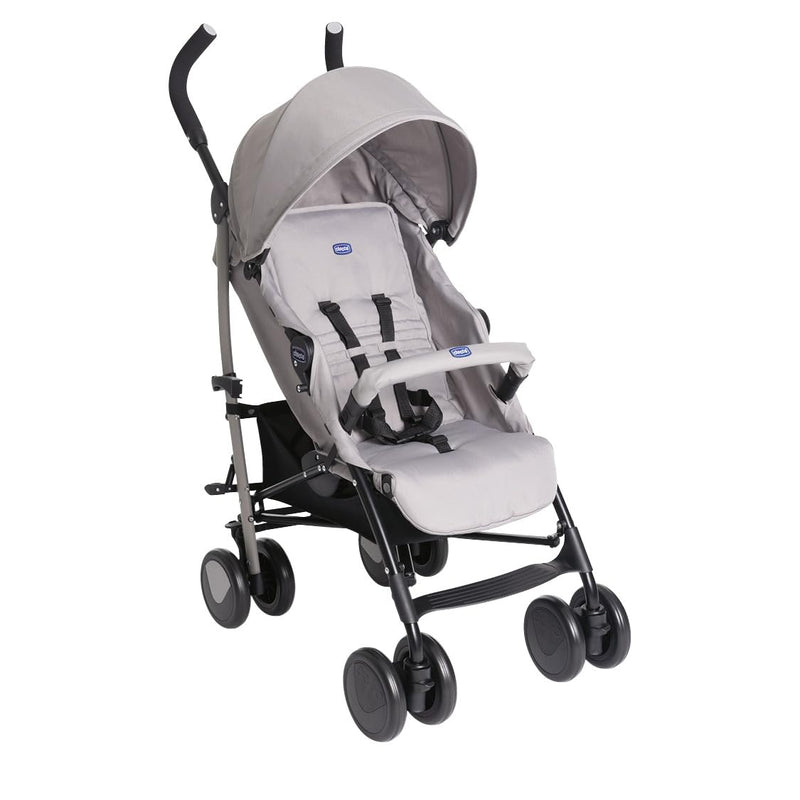 Chicco Echo Lite Kinderwagen, Buggy ab Geburt bis 22 kg, verstellbare Rückenlehne, geräumiger Sitz, Stoßstangenmanschette, Schirmbuggy, Zwillingsbremsen und schwenkbare Vorderräder, Beige