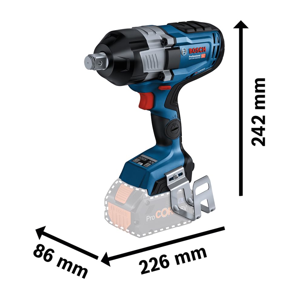 Bosch Professional 18V System BITURBO Akku Drehschlagschrauber GDS 18V-1600 HC (1.600 Nm Anziehmoment und 2.200 Nm Losbrechmoment, inkl. Leiterclip, ohne Akku/ Ladegerät)