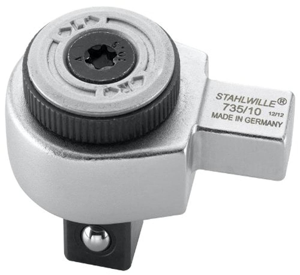 STAHLWILLE Nr. 735/10 l 1/2“ Feinzahn-Einsteckknarre l 9x12 mm Aufnahme l zum Einstecken in Drehmomentschlüssel l kompakte Bauform l Made in Germany