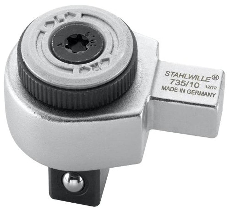 STAHLWILLE Nr. 735/10 l 1/2“ Feinzahn-Einsteckknarre l 9x12 mm Aufnahme l zum Einstecken in Drehmomentschlüssel l kompakte Bauform l Made in Germany