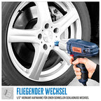 Güde Schlagschrauber ESS 350 (450 W, GS-geprüft, Drehmoment 350 Nm, Rechts-/Linkslauf, 3200 1/min, 1/2" Werkzeugaufnahme, inkl. 3 Stecknüsse (17/19/21) aus Chrom-Vanadium-Stahl & Transportkoffer)