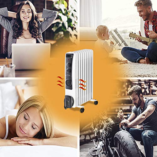 TROTEC Ölradiator TRH 22 E – 2.400 W, 3 Heizstufen, Turbogebläse mit PTC-Heizelement, Thermostat, Frostwächter-Funktion, Überhitzungs- & Kippschutz, mobil