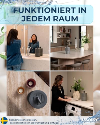 AbsoDry Luftentfeuchter ohne Strom bis 25m² - Inklusive Nachfüllpack - Aus recyceltem Kunststoff - Raumentfeuchter für Wohnzimmer, Badezimmer, Keller - Entfeuchter Wohnung - Dehumidifier - Grau