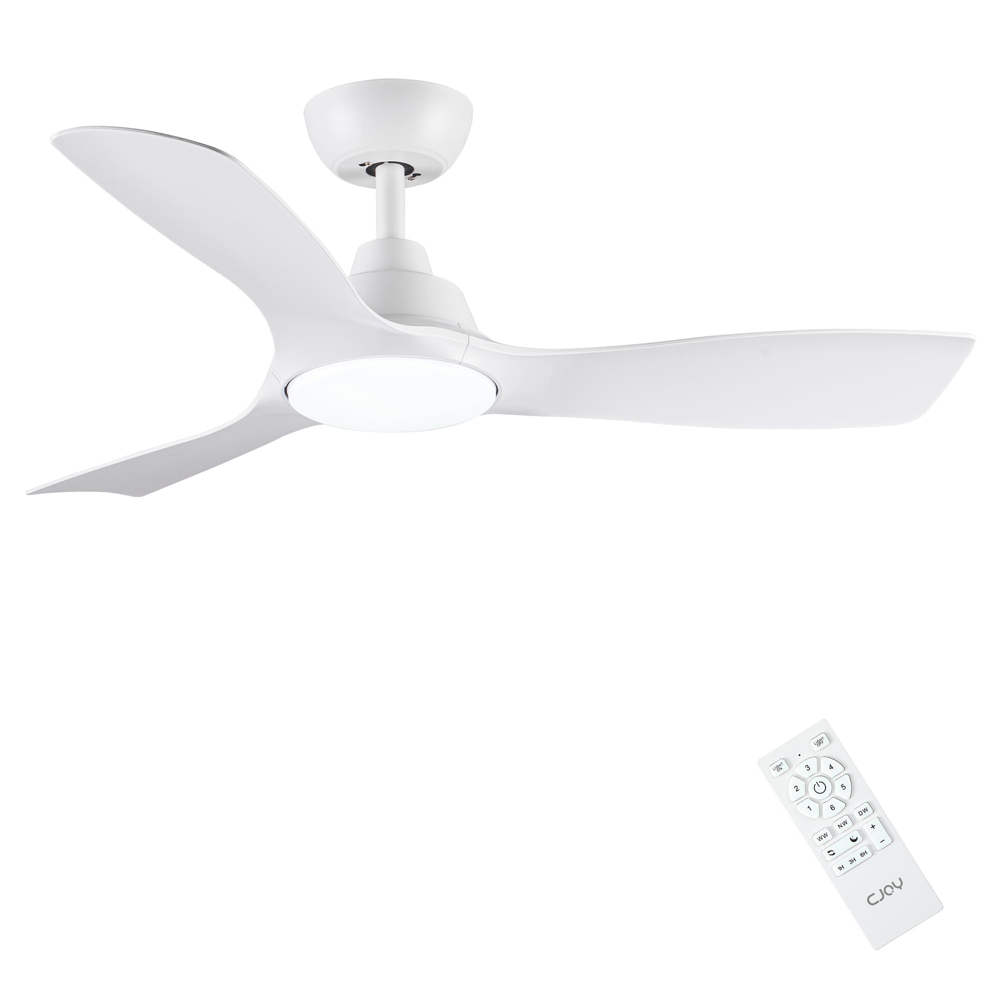 CJOY Deckenventilator mit Beleuchtung, 107 cm Deckenventilator mit Beleuchtung und Fernbedienung Leise, DC Umkehrbar, Speicher 3CCT, Dimmbar, 6 Geschwindigkeiten, Zeitschaltuhr Für Schlafzimmer