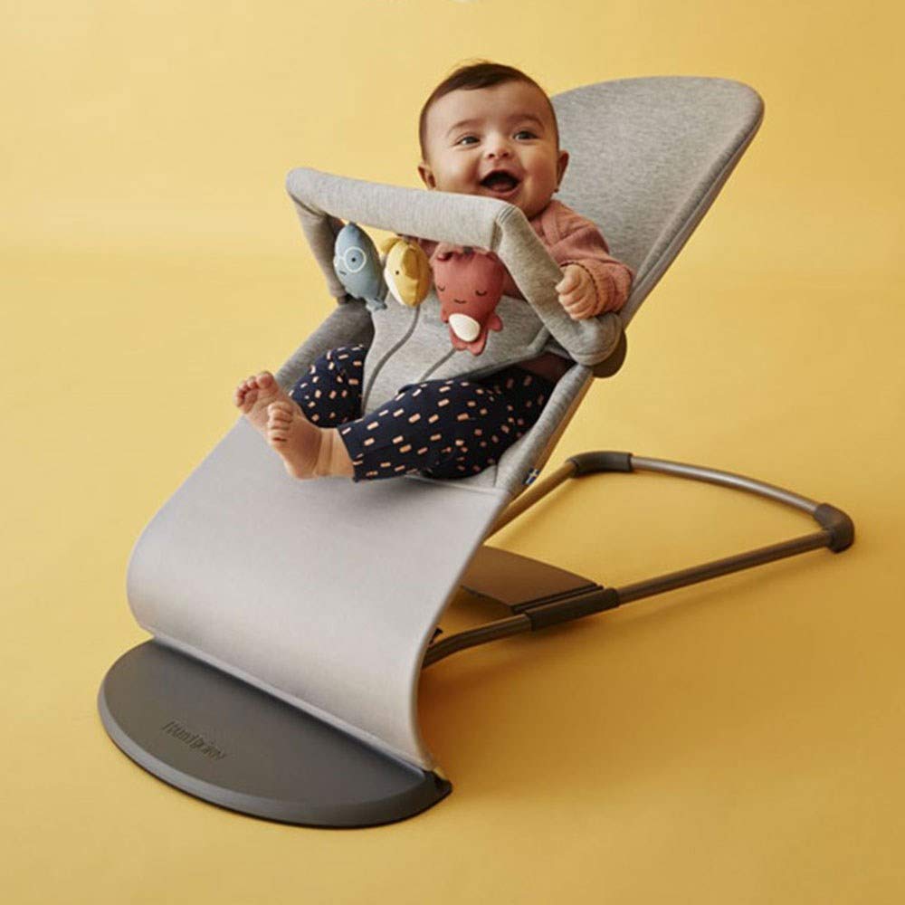 BabyBjörn Babywippe Bliss,3D Jersey, Hellgrau, inklusive Spielzeug für Babywippe, Weiche Freunde