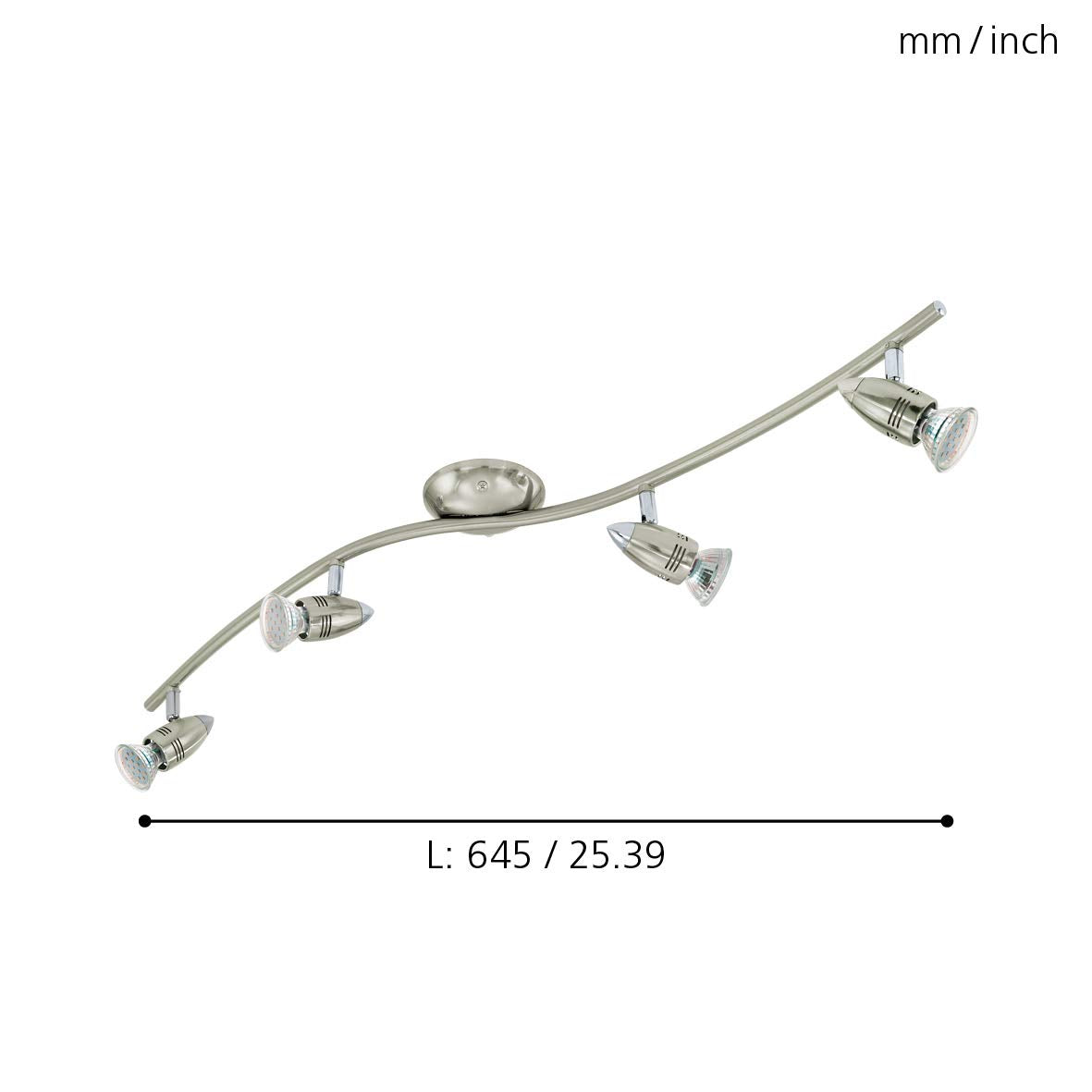 EGLO LED Deckenlampe Magnum LED, 4 flammige Deckenleuchte, Deckenstrahler aus Metall, Wohnzimmerlampe in Nickel-Matt, Chrom, Spots inkl. GU10 Leuchtmittel, warmweiß