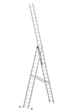DRABEST Leiter PRO Serie Aluleiter 3-teilig Mehrzweckleiter 3x16 Stufen Leiter Multifunktionsleiter Kombileiter bis 150 kg Beslastbar - Arbeitshöhe 10,83 m - inkl. Eimerhaken